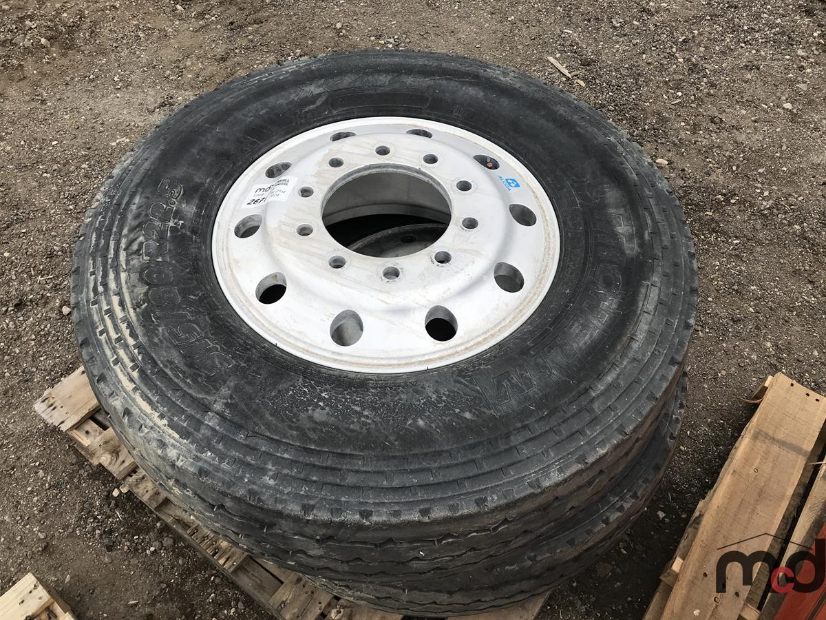  2 michelin 315 80r22 5 tires on rims